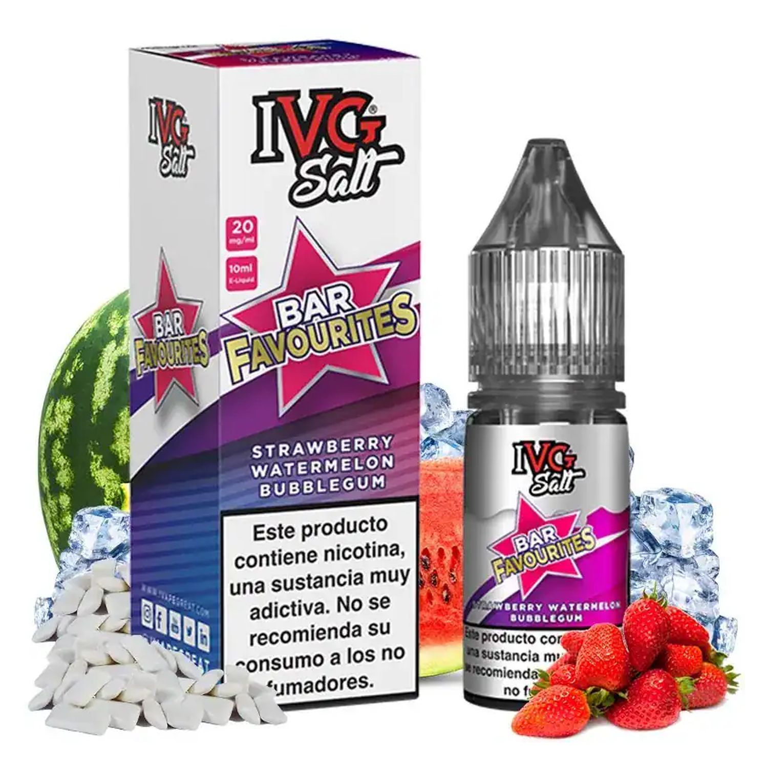 5056617541226 IVG Salts Strawberry Watermelon Bubblegum 10ml - Imagen 1