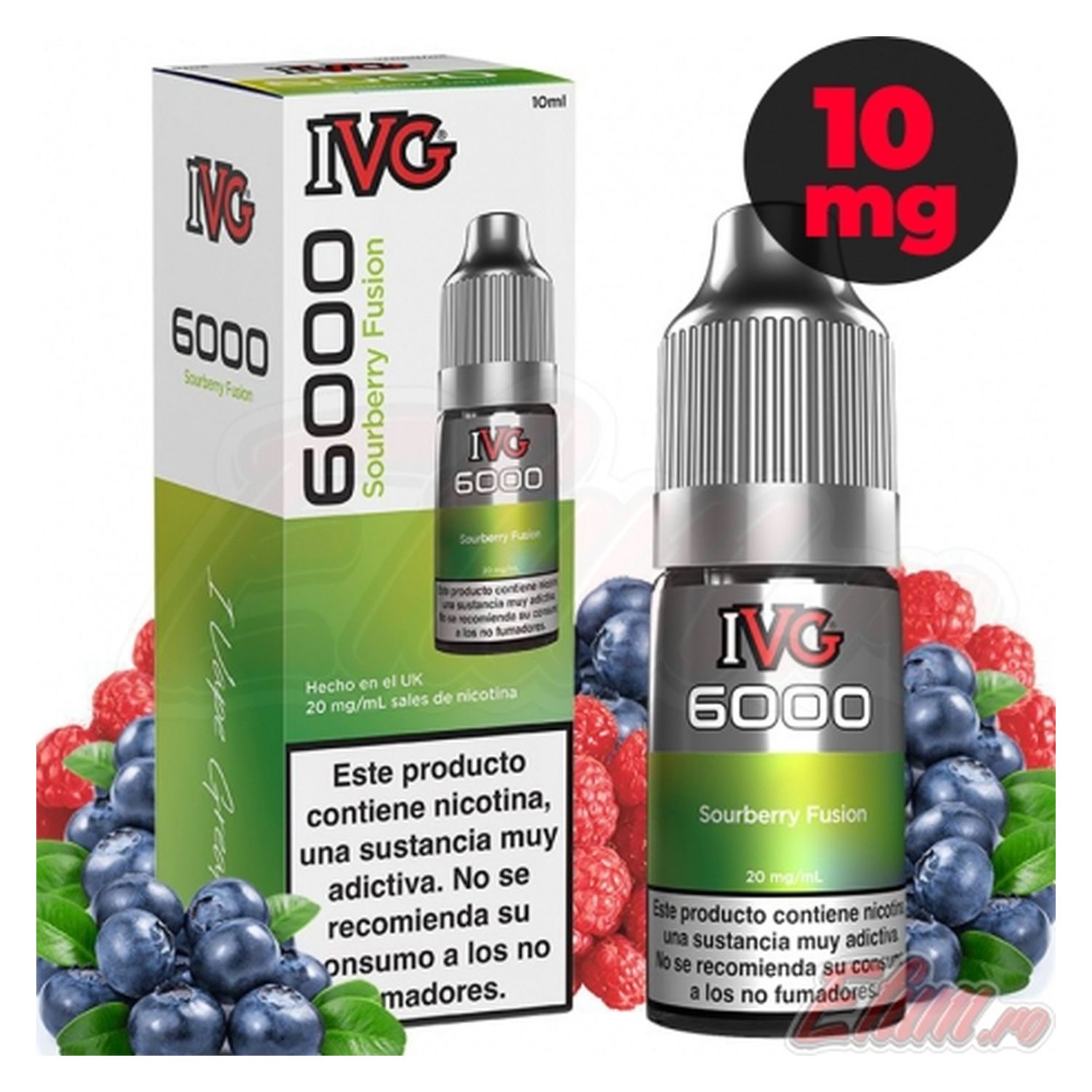 5056617571377 Lichid SourBerry Fusion IVG 6000 Salts 10ml NicSalt 10mg/ml - Imagen 1