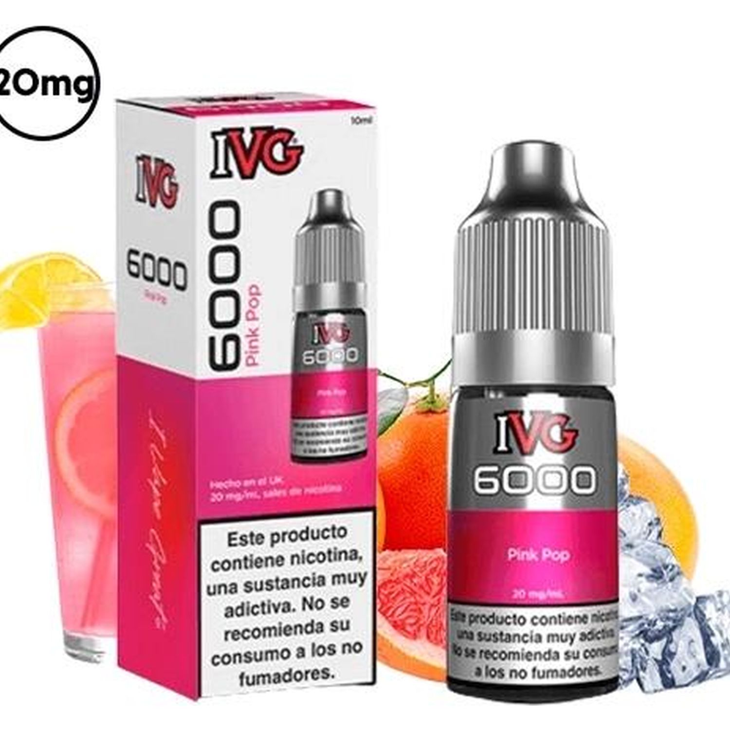 5056617571490 IVG Lichid IVG 6000 Pink Pop 20mg 10ml - Imagen 1