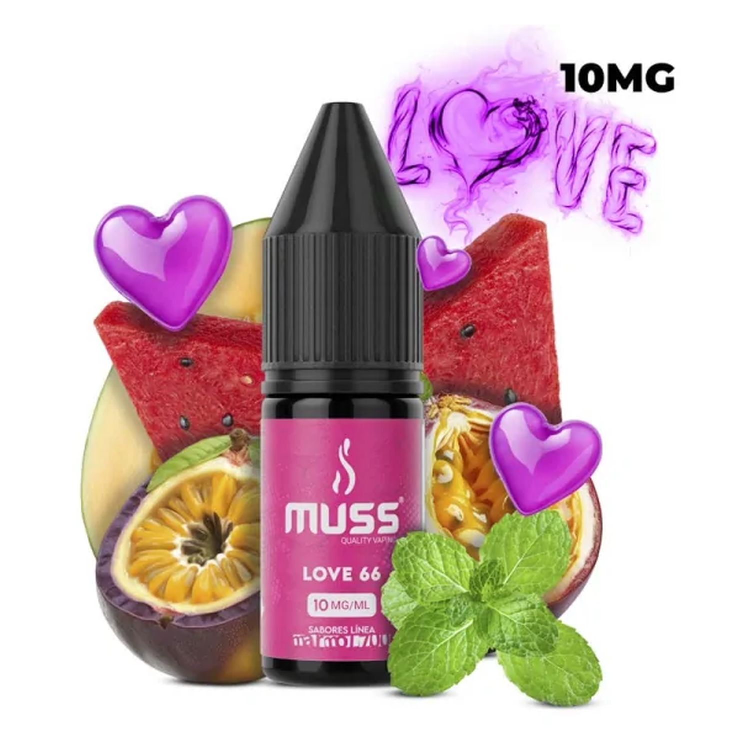 615402014465 líquido de sales de nicotina, marca muss sabor love 10mg de nicotina - Imagen 1