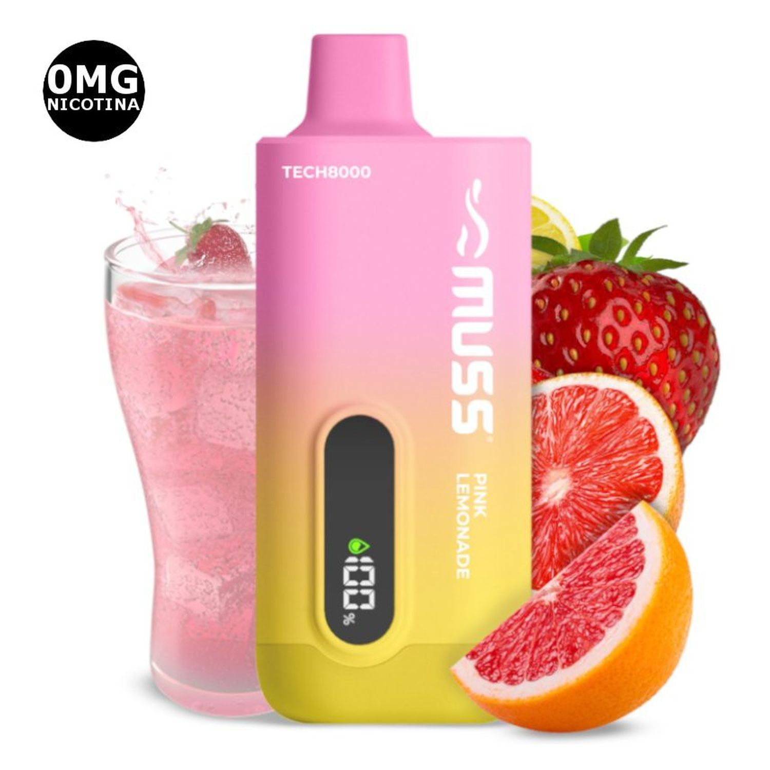 637902681244 Muss Tech 8000 Pink Lemonade 15Ml - 0Mg - Imagen 1