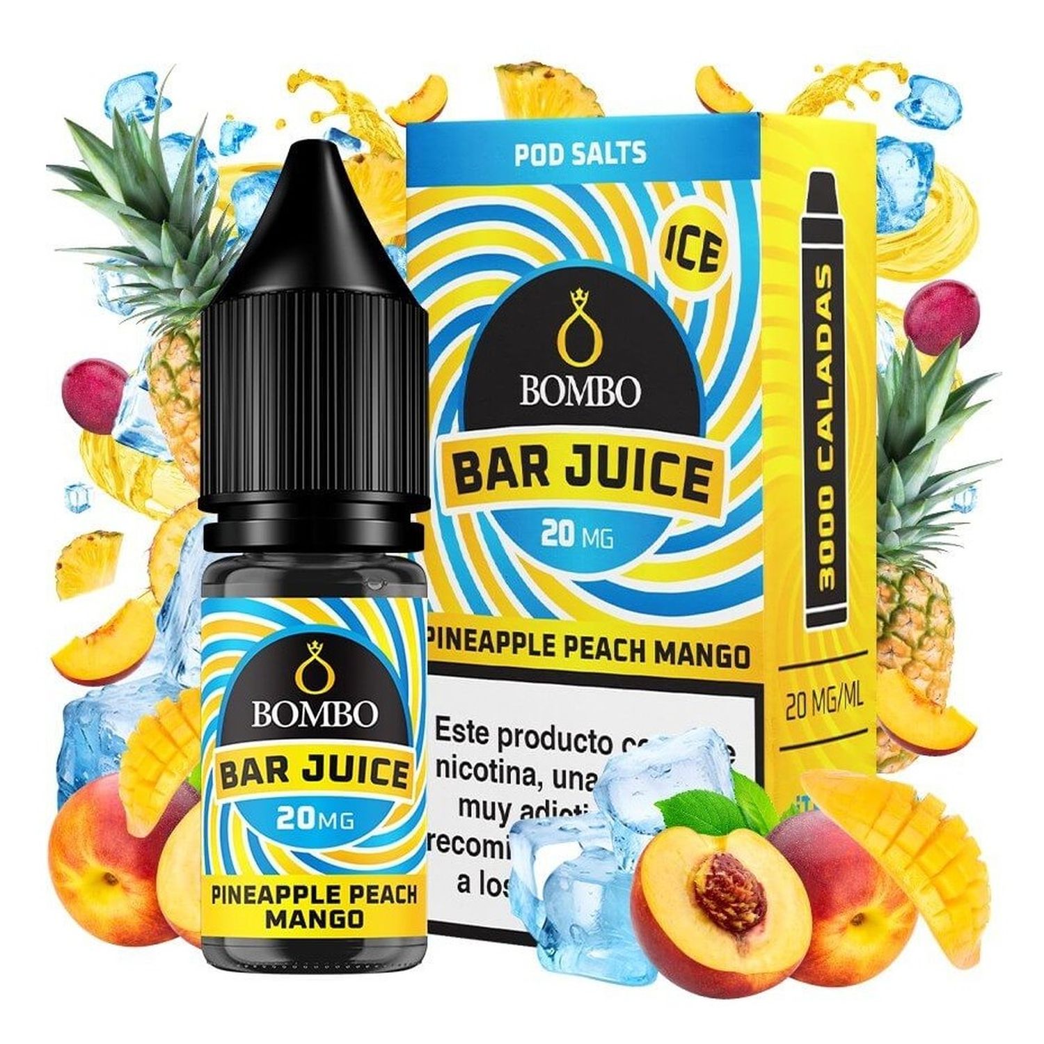 641837737471 Bombo Bar Juice Pineapple Peach Mango Ice Nicsalt 10Ml 20Mg Bar Juice Bombo - Imagen 1
