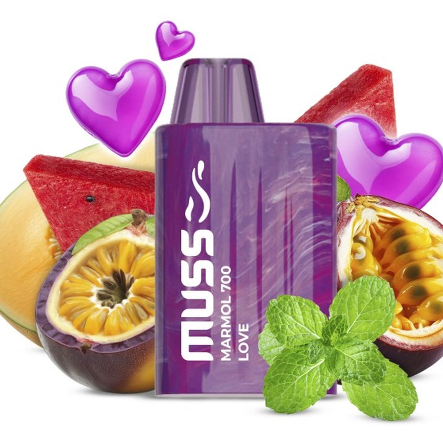 651637314529 Muss Vaper Desechable Muss Marmol 700 Love 66 (Sandia, Melon, Higo Y Menta) - Imagen 1