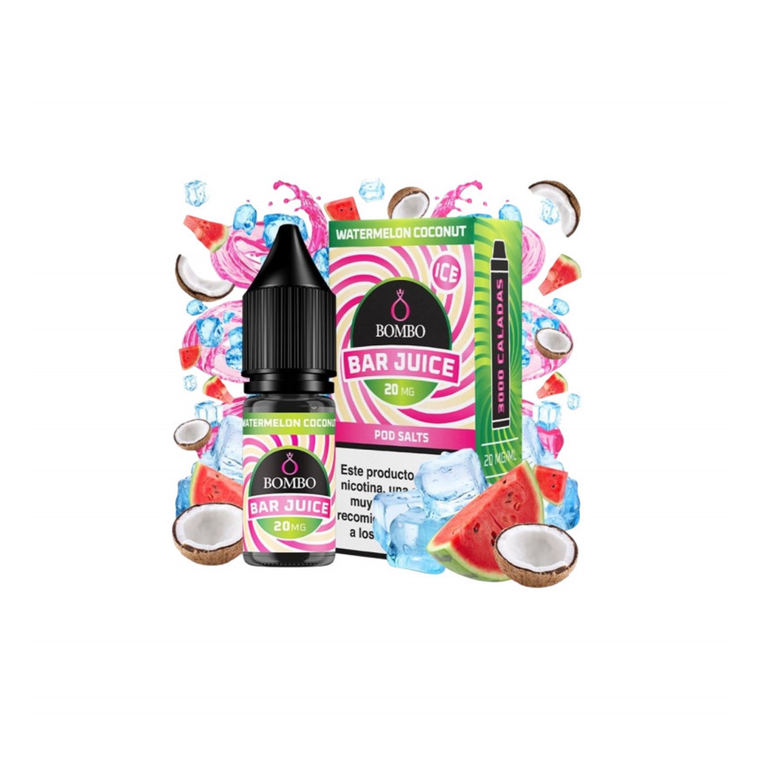 735942230412 Bombo Bar Juice Bombo Bar Juice Watermelon Coconut Ice 10Ml 10Mg - Imagen 1