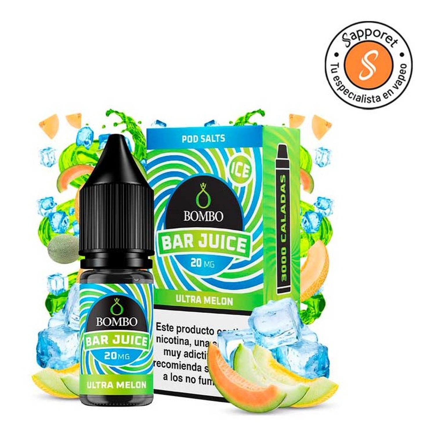 641837737969 Ultra Melon Ice 10ml - Bar Juice by Bombo - Imagen 1