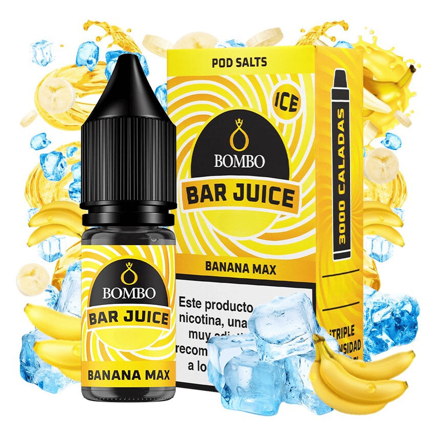 641837739628 Bombo Salts Bar Juice Banana Max Ice 10ml 10mg - Imagen 1