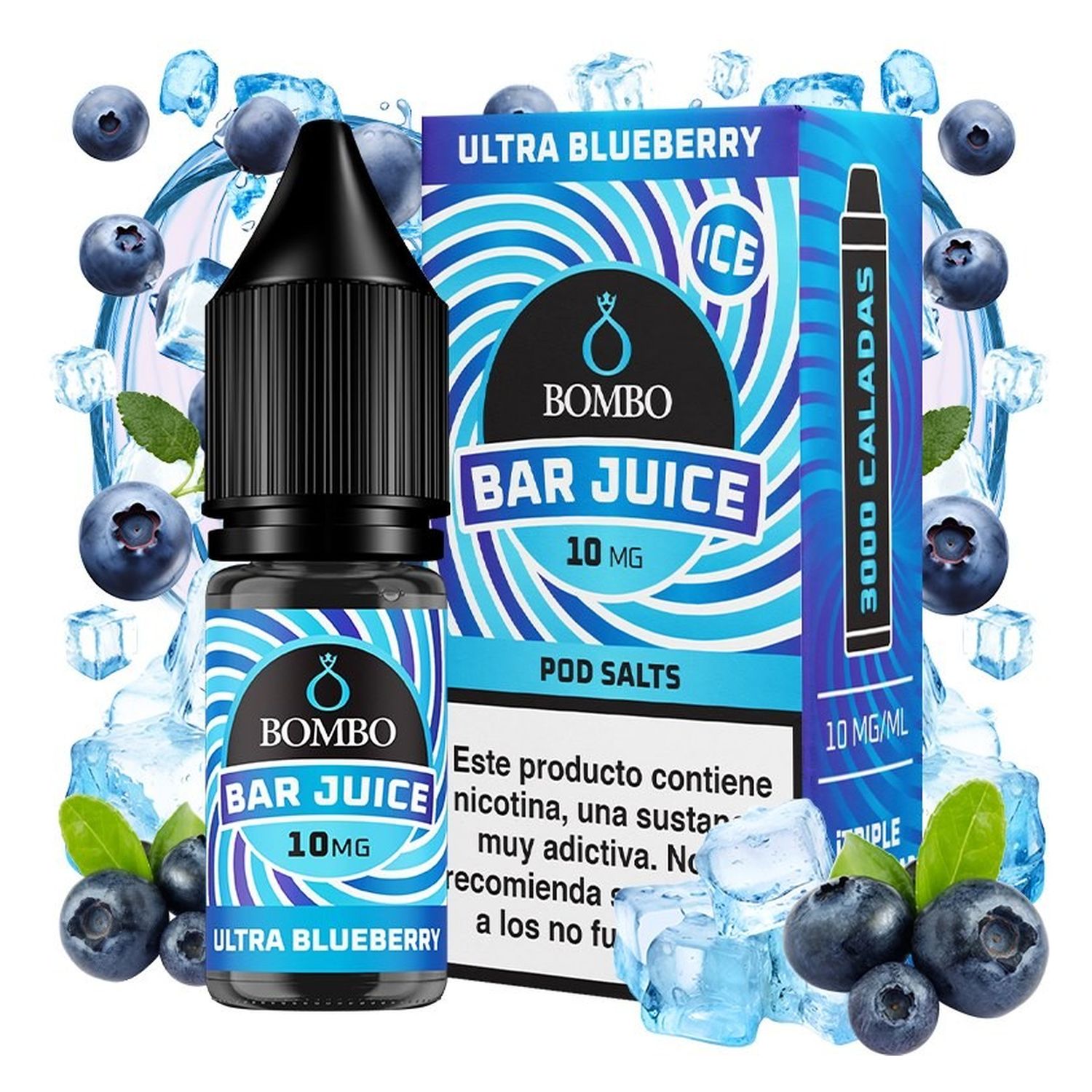 735942226453 ULTRA BLUEBERRY ICE 10ML 10MG - BAR JUICE BY BOMBO - Imagen 1