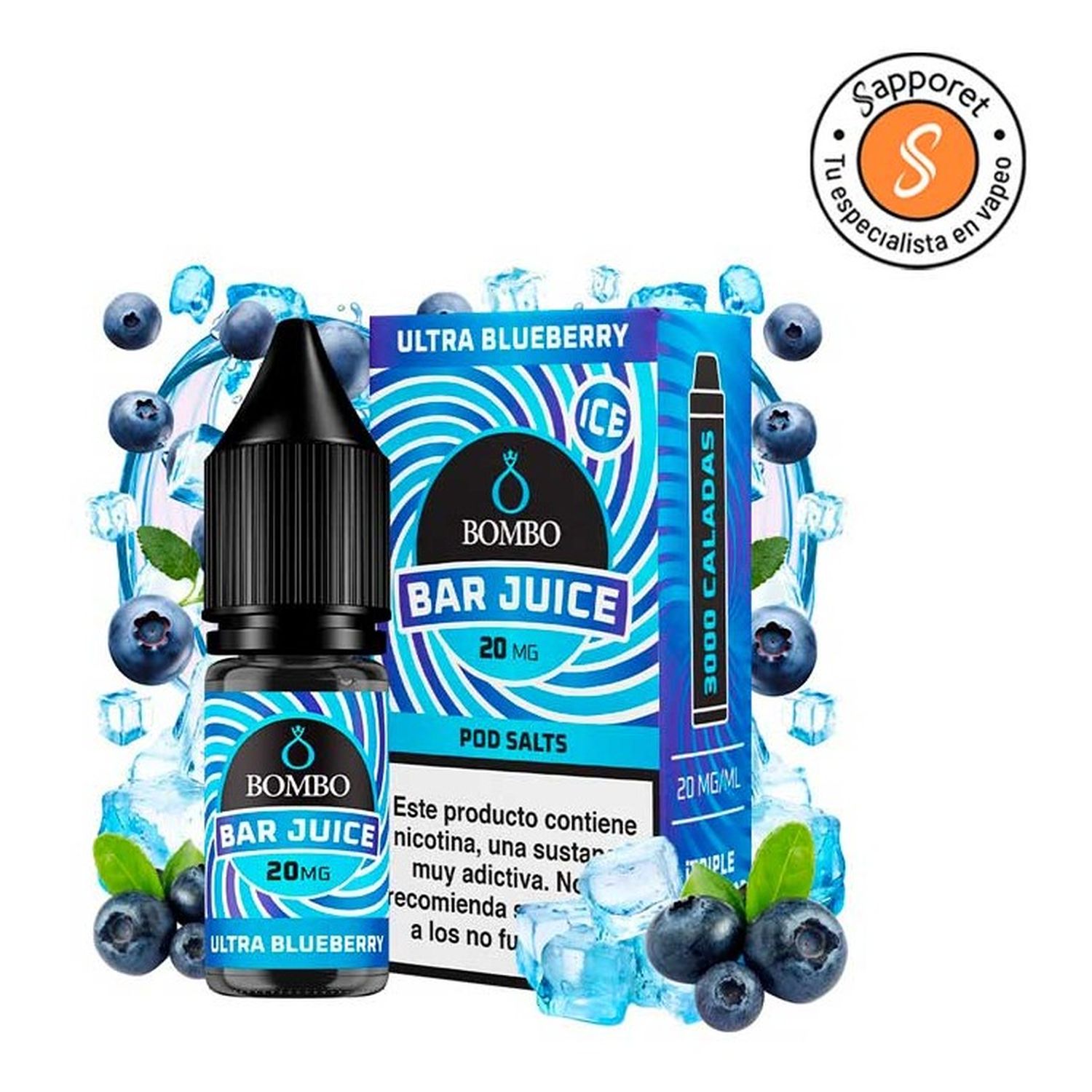 735942226460 Ultra Blueberry Ice 10ml 20mg - Bar Juice by Bombo - Imagen 1